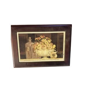 Tri-Coastal Design Kathryn White 2004 Wood Jewelry Box Floral Apothecary Art